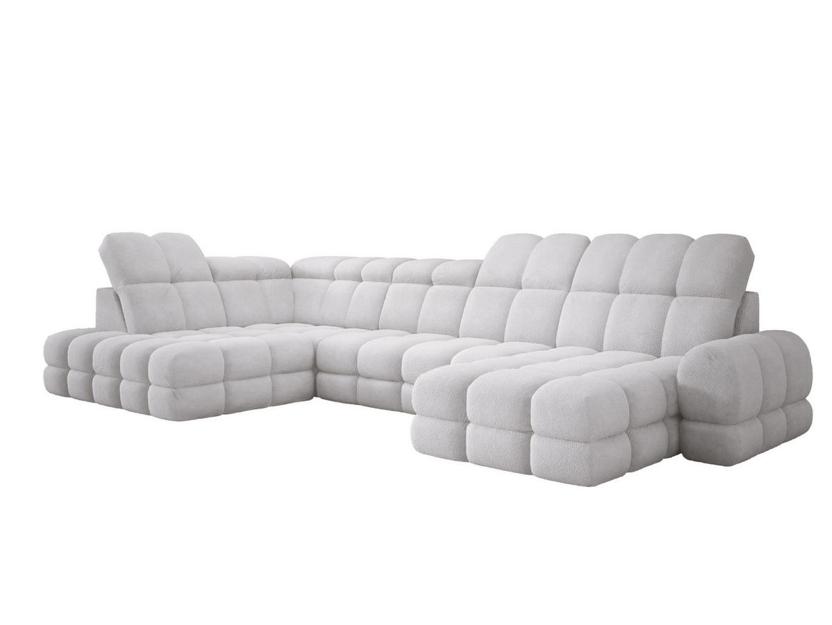 ECKSOFA TOLLO Anthology-stoff U-form 400x217x105 cm silber - Weiß, Holz/Textil (400/217cm) - DomoHome