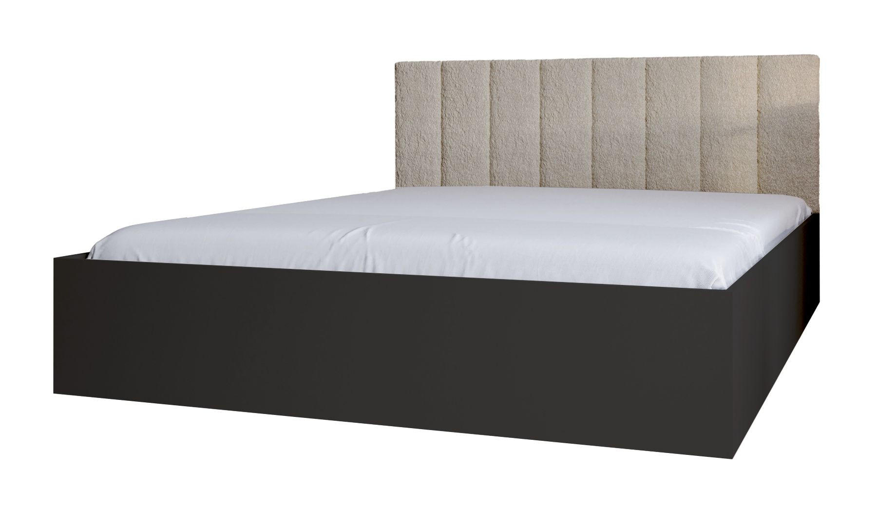 BETT Schwarz STYLE Mit Matratze Gepolsterter Beiger Kopfteil 120x200 cm - Beige, Textil (120/200cm) - Sepro Meble
