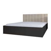 BETT Schwarz STYLE Mit Matratze Gepolsterter Beiger Kopfteil 120x200 cm - Beige, Textil (120/200cm) - Sepro Meble