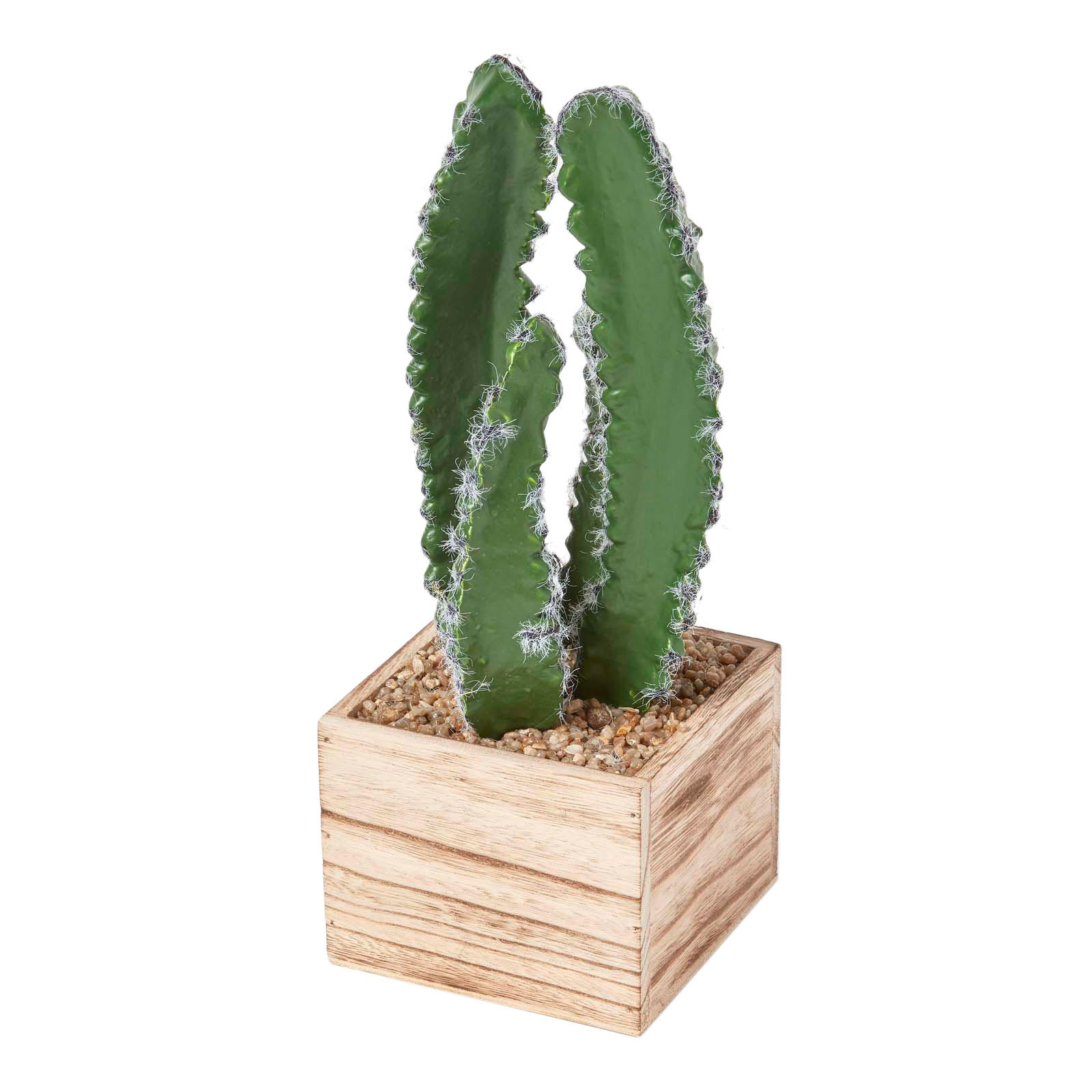 KUNSTPFLANZE Kaktus im Holz-Topf, 33 cm - Grün, Kunststoff (33cm) - Homescapes
