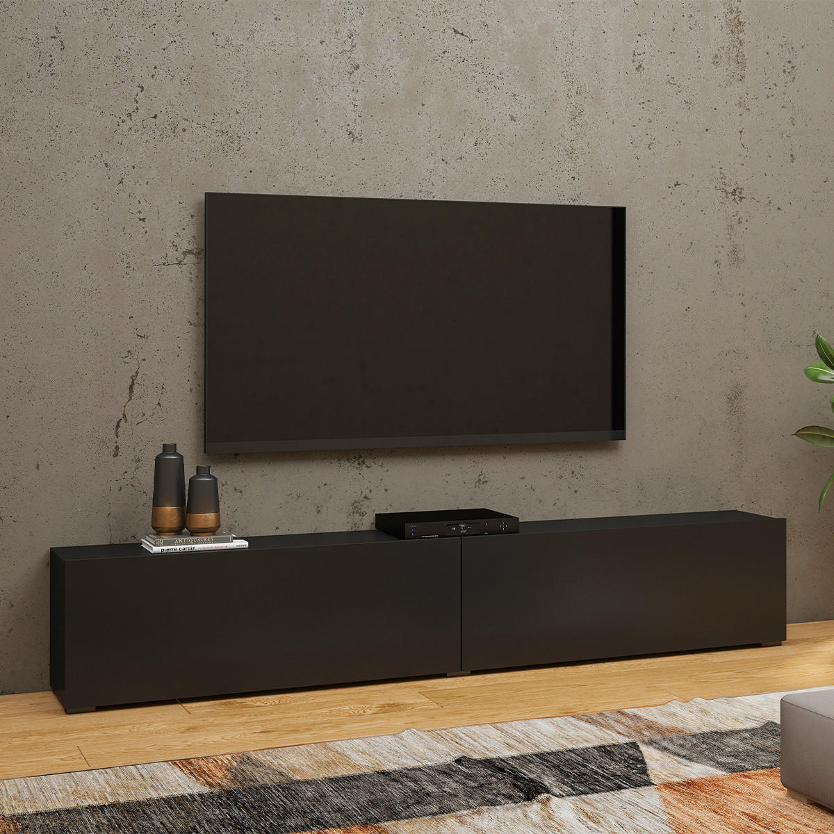 TV-MÖBEL Glora Schwarz - Schwarz, Holzwerkstoff (180/30/35cm) - Petits-meubles