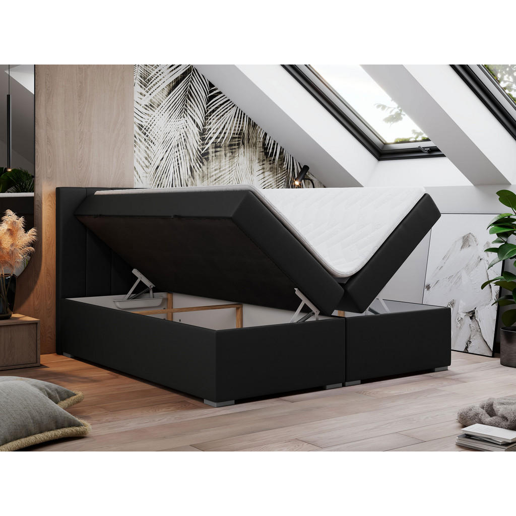 Thumbnail - Boxbett, Schwarz, Textil, 2-Sitzer, H3, 7-Zonen, Rechteckig, 200x200 cm, Oeko-Tex®, Schlafzimmer, Betten, Boxspringbette...