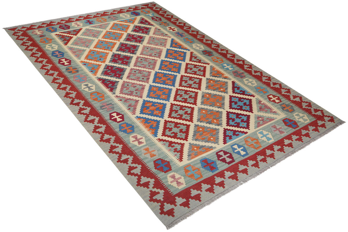 HANDWEBTEPPICH Kelim Gashgai Beige 252/176 cm Schurwolle - Beige, Textil (176/252cm) - Looma