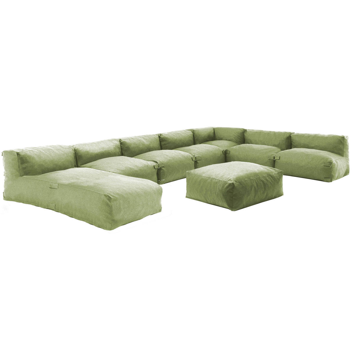 GARTENSOFA 8-tlg., Kaktusgrünen - Grün, Textil (85/65/160cm) - Oviala