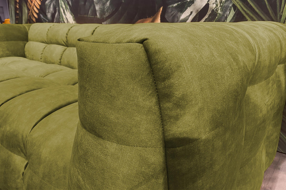 SOFA RIO Grün Velvet - Schwarz/Grün, Textil (282/68/105cm) - KAWOLA