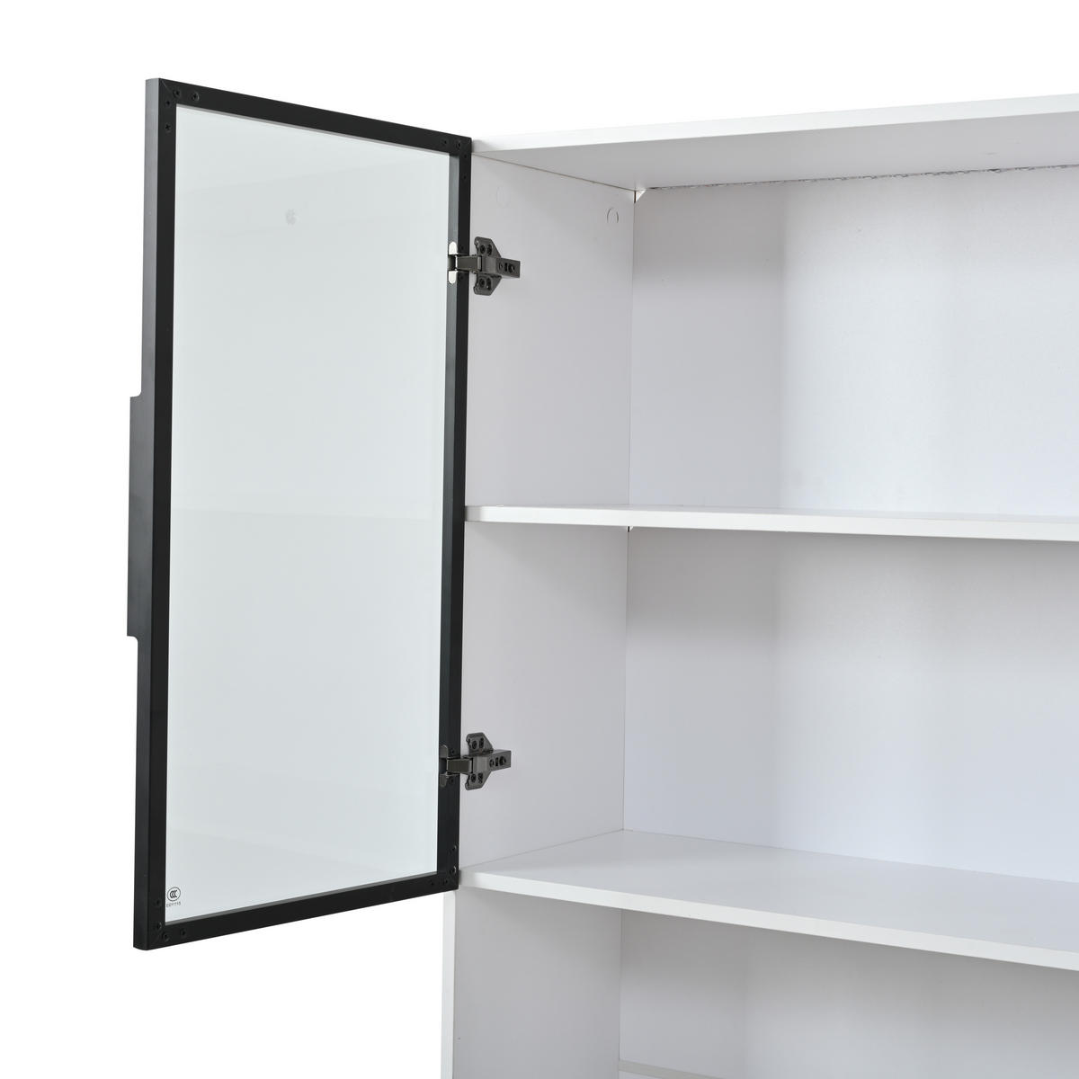 VITRINE 120/34/200 cm weiß aus MDF und Glas mit LED und 6 Türen - Weiß, Holzwerkstoff (120/200/34cm) - OKWISH