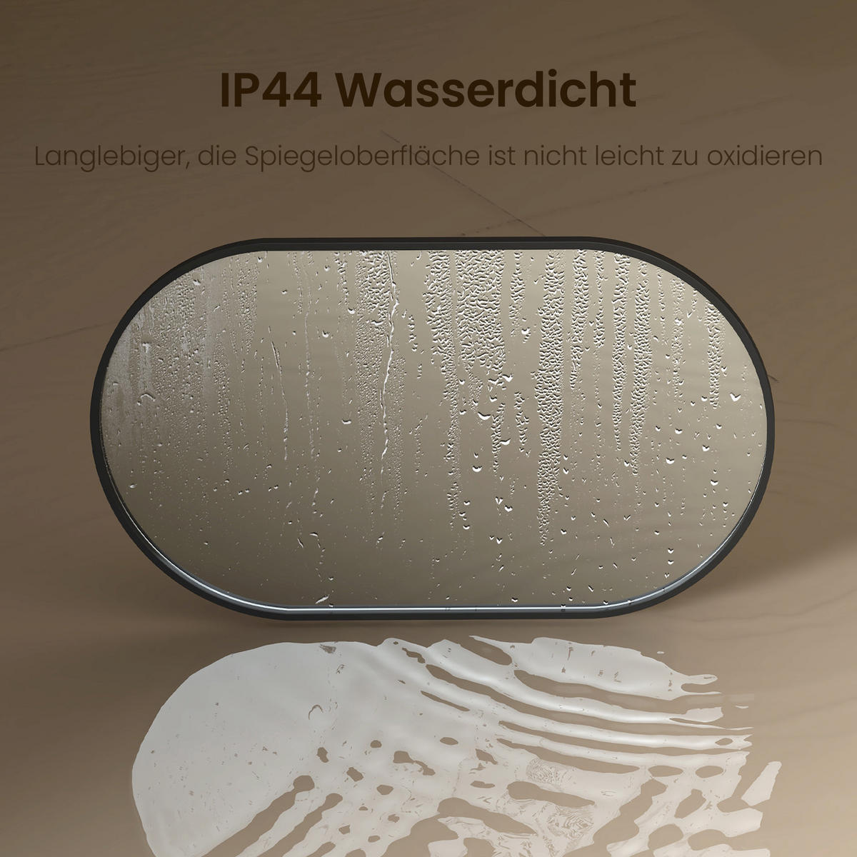 WANDSPIEGEL Umweltfreundlicher Glasspiegel Ovale Schwarz 60/45/2 cm - Schwarz, Glas/Metall (45/60/2cm) - EMKE