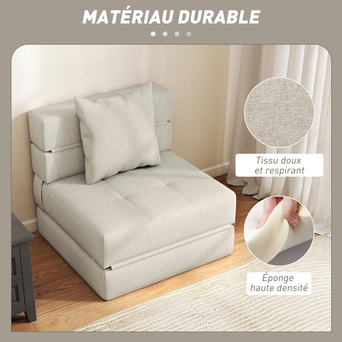 SCHLAFSESSEL DE-14621 mit abnehmbarem Kissenbezug Beige - Beige, Textil (70/61/70cm) - ComfortXL
