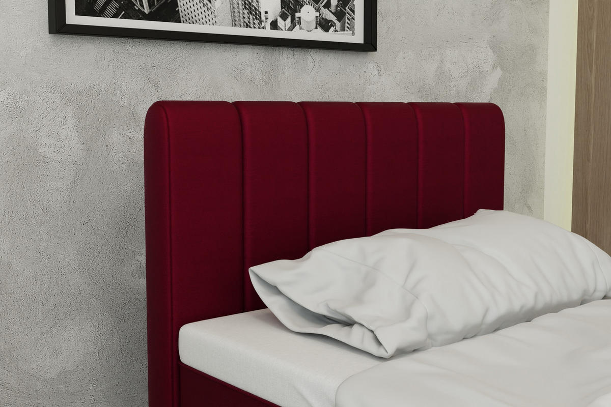 BOXBETT AVALON 100 x 200 cm mit Bettkasten und Topper - Rot - Rot, Holz - Panda Möbel