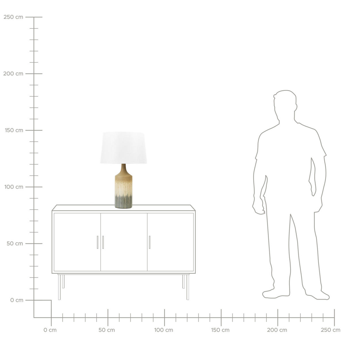 TISCHLAMPE Calvas 40/40/64 cm - Beige, Keramik (40/40/64cm) - Beliani