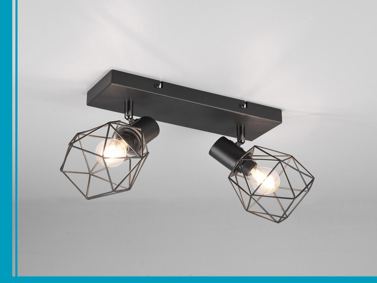 DECKENSTRAHLER 2-flammig Industrial Schwarz, Breite 30cm - Schwarz, Metall (9/30/14cm) - meineWunschleuchte