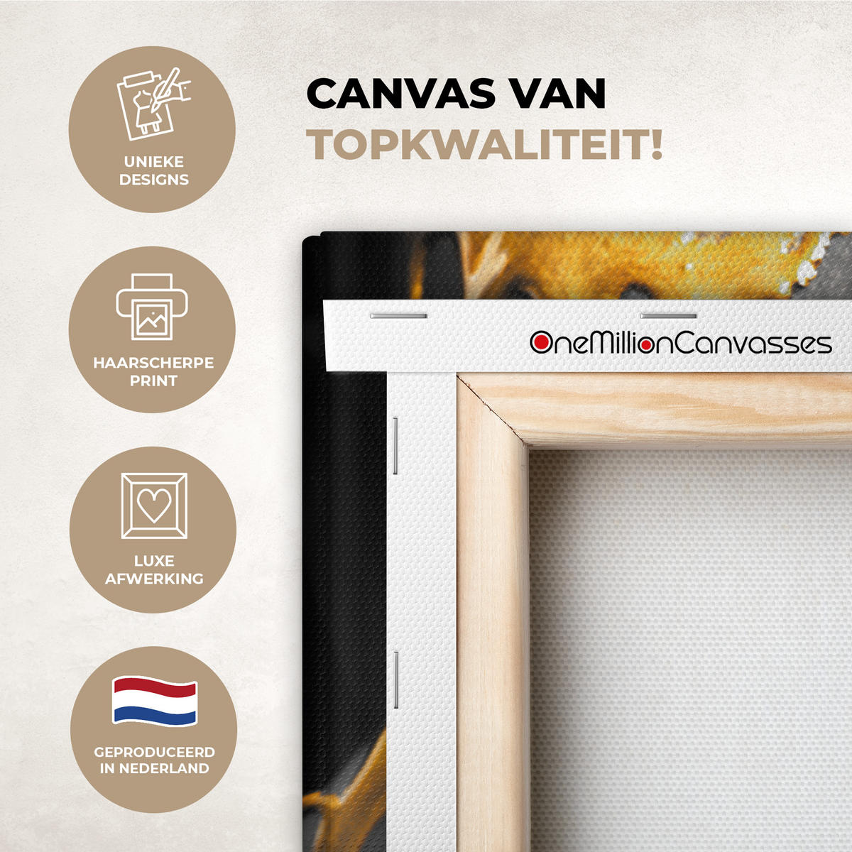 LEINWANDBILD Frau - Schwarz - Gold - Gesicht - Lippen 20x20 cm - Goldfarben, Textil (20/20cm) - MuchoWow