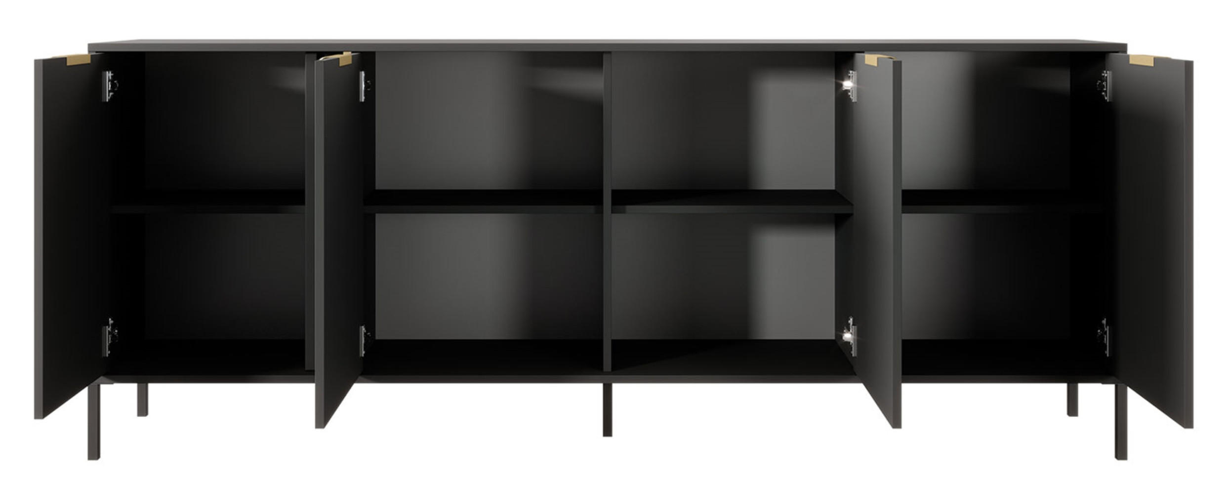 SIDEBOARD Lars anthrazit / gold 202,9 / 39,5 / 81,4 cm - Anthrazit/Grau, Holz/Holzwerkstoff (202.9/81.4/39.5cm) - Feldmann-Wohnen