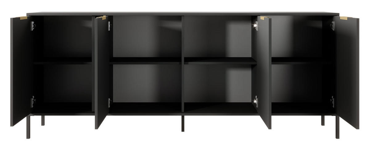 SIDEBOARD Lars anthrazit / gold 202,9 / 39,5 / 81,4 cm - Anthrazit/Grau, Holz/Holzwerkstoff (202.9/81.4/39.5cm) - Feldmann-Wohnen