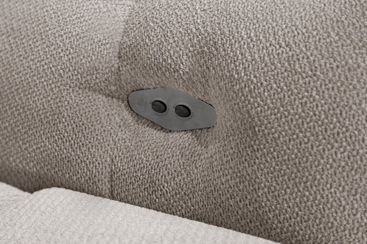 ECKSOFA KIMI 3-Sitzer, ausziehbarer Sitz, verstellbare Kopfstützen, beige - Beige/Schwarz, Holzwerkstoff/Textil (270/160cm) - Courtois Laville