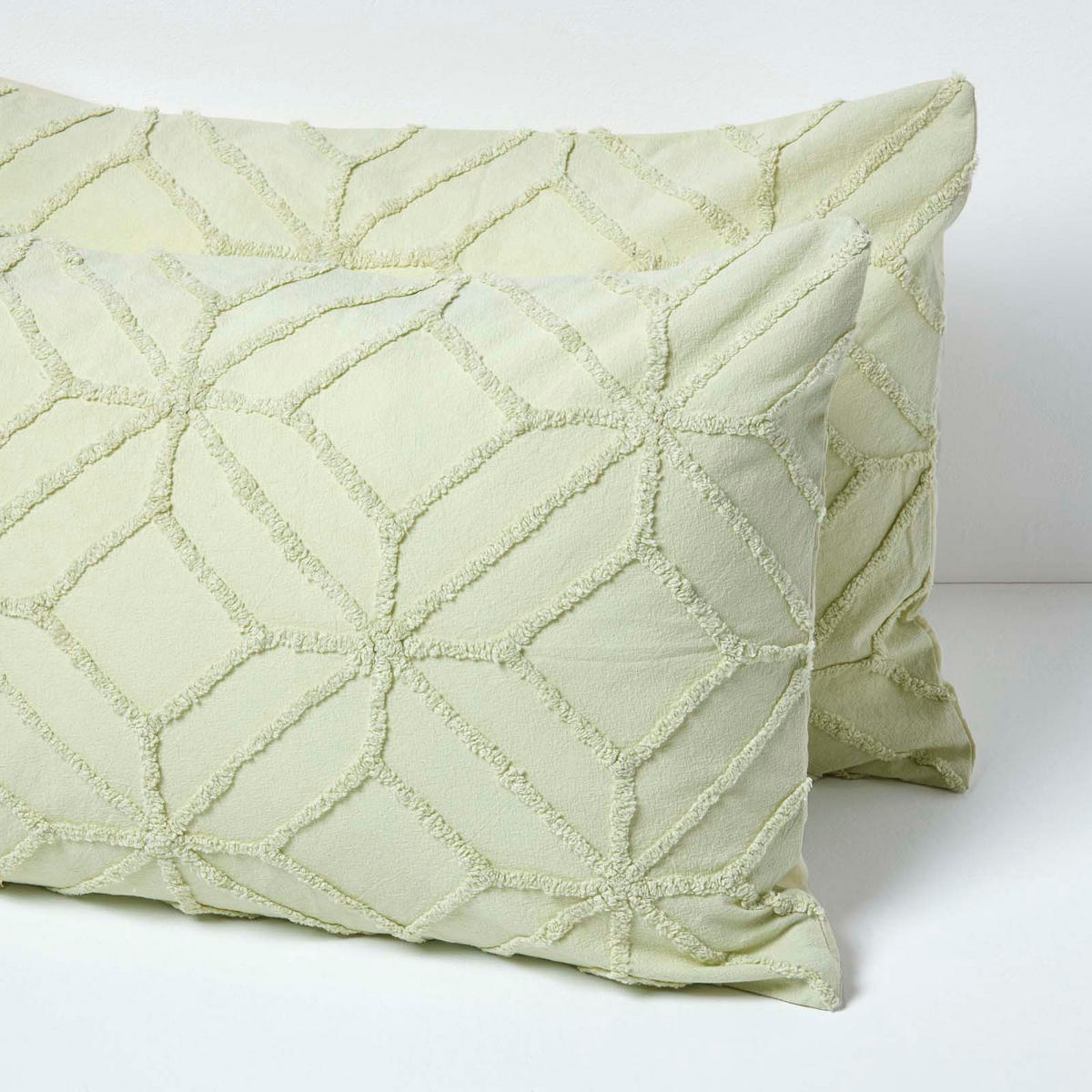 BETTWÄSCHE Perkal getuftet - Salbeigrün, Textil (230/220cm) - Homescapes
