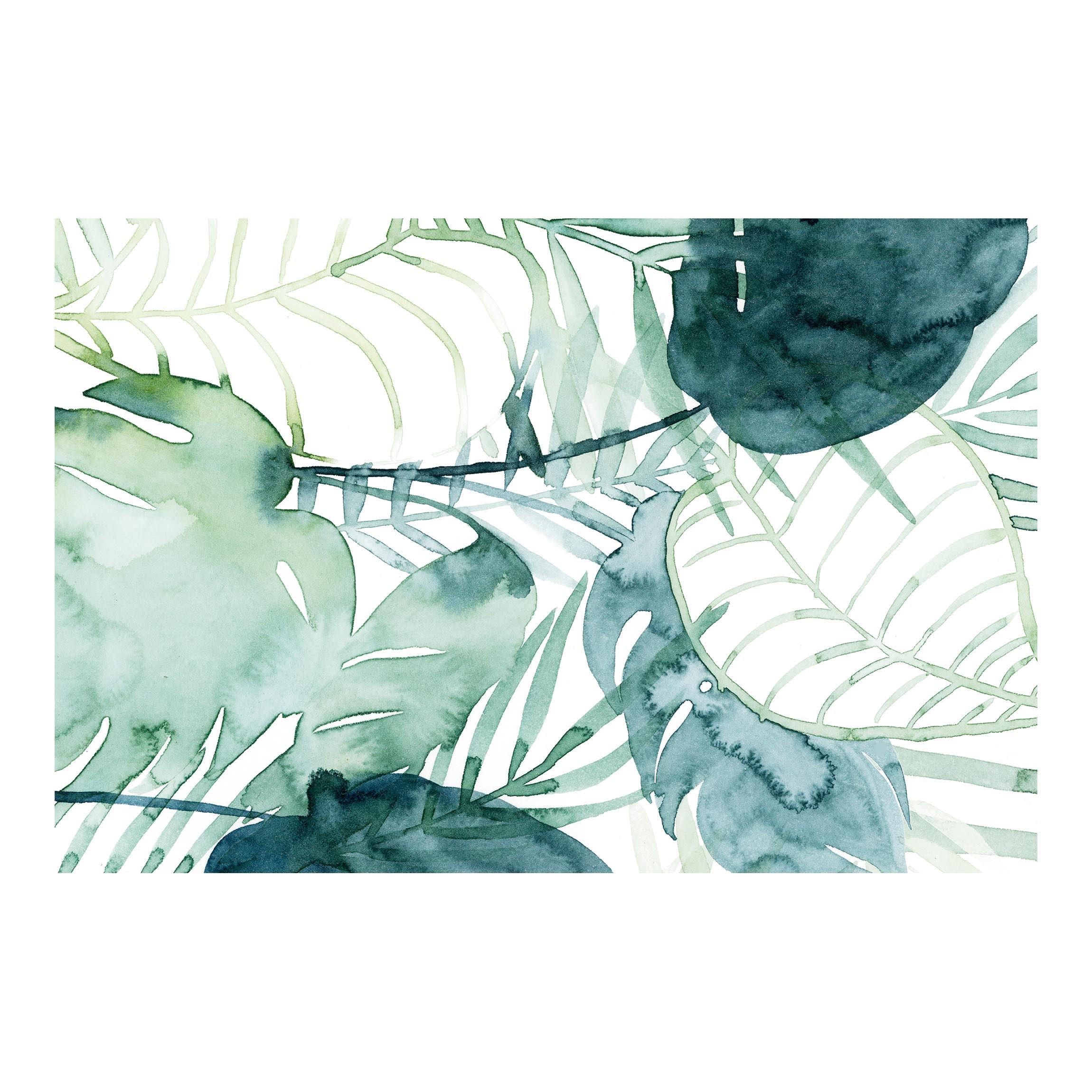 FOTOTAPETE Palmwedel in Wasserfarbe II 288/190 cm - Grün, Papier (288/190cm) - Bilderwelten