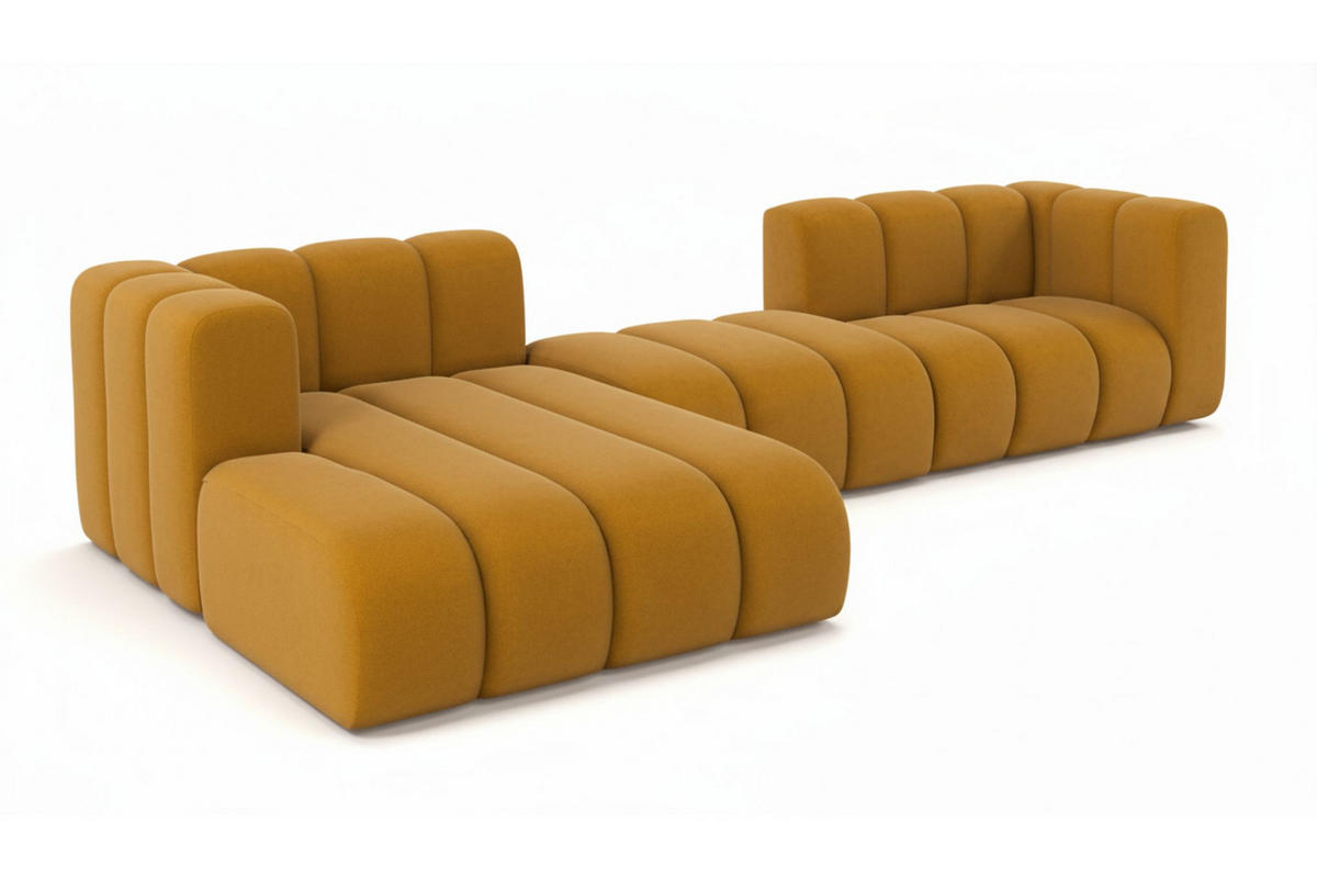 ECKSOFA L-Form Grand L 319 cm, Veloursstoff Salvador, Gelb, Links - Gelb, Holz (319/179cm) - Kaiser Möbel