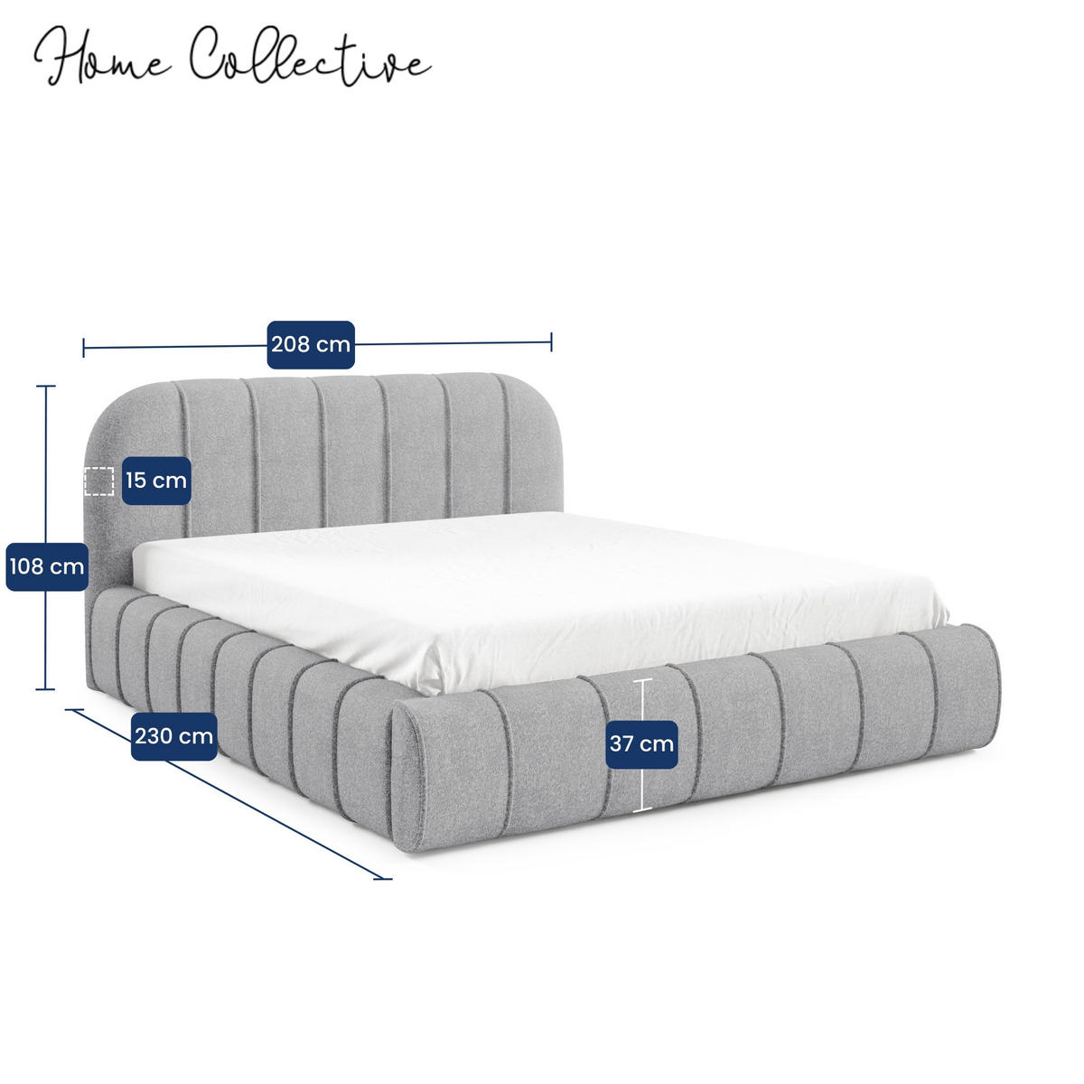 POLSTERBETT mit Stauraum 180x200 cm in Silbergrau - Silberfarben, Textil (180/200cm) - Home Collective
