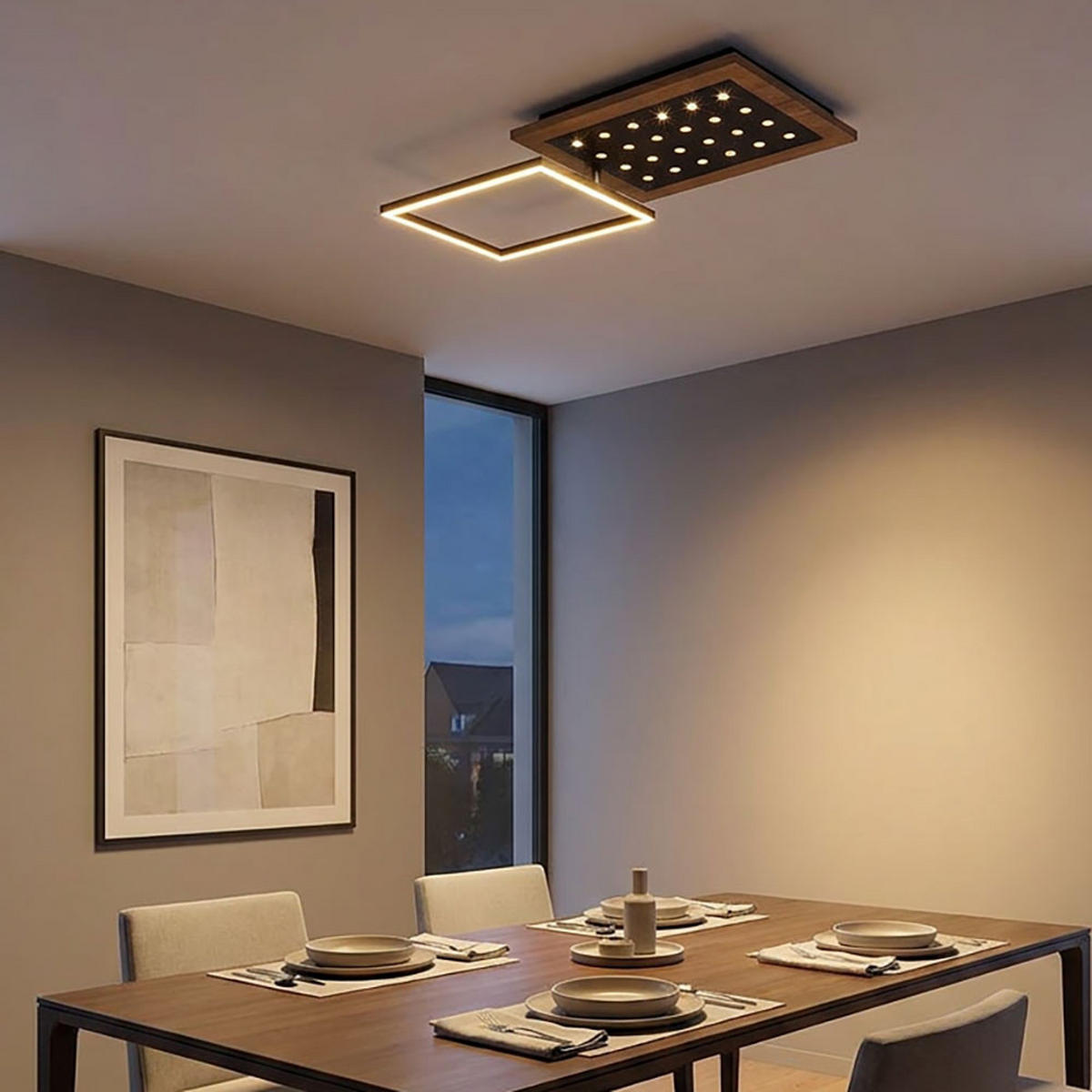 LED DECKENLEUCHTE JIMBO, Metall Braun, 3 Stufen, Memory - Braun, Metall (63.5/27/8.5cm) - Globo Lighting