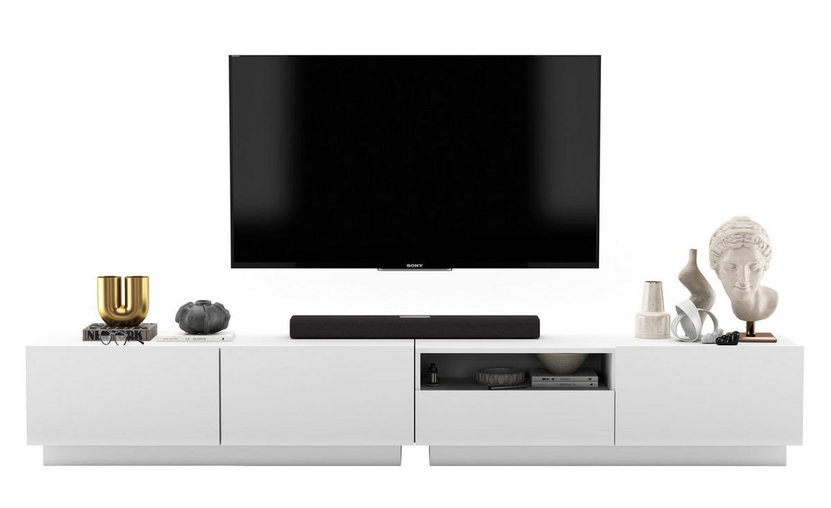 TV-LOWBOARD 2-er Set Enjoy Weiß Matt Loft Schublade 120 cm - Weiß, Holzwerkstoff (240/37/35cm) - Meble Lindner