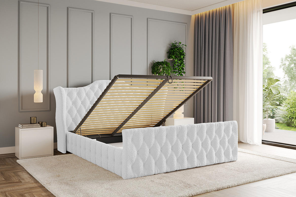 POLSTERBETT mit Bettkasten, Fußteil und Lattenrost, Boxbett ohne Matratze - MODY-Z 180x200 Weiß - Weiß, Holzwerkstoff/Textil (180/200cm) - ALTDECOR