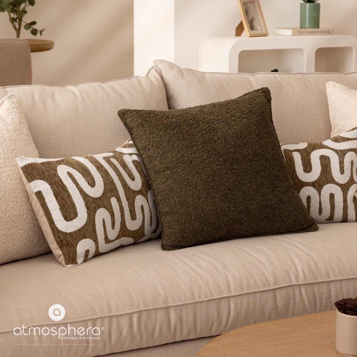 DEKOKISSEN Bouclé Soana 45/45 cm - Waldgrün, Textil (45cm) - Atmosphera Createur d´interieur