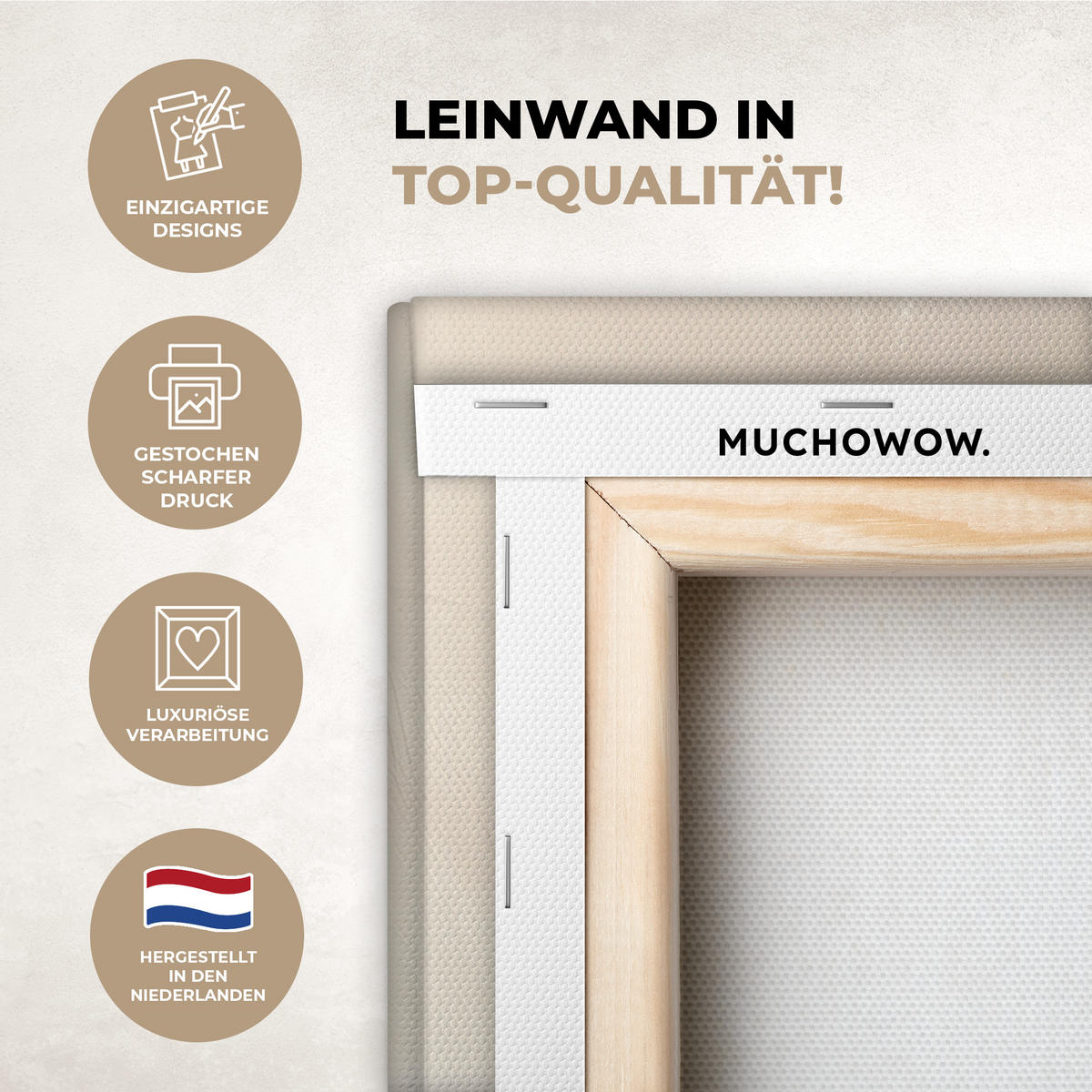 LEINWANDBILD Beige - Natur - Abstrakt - Modern Wandbild Wohnzimmer 60x80 cm - Beige, Textil (60/80cm) - MuchoWow