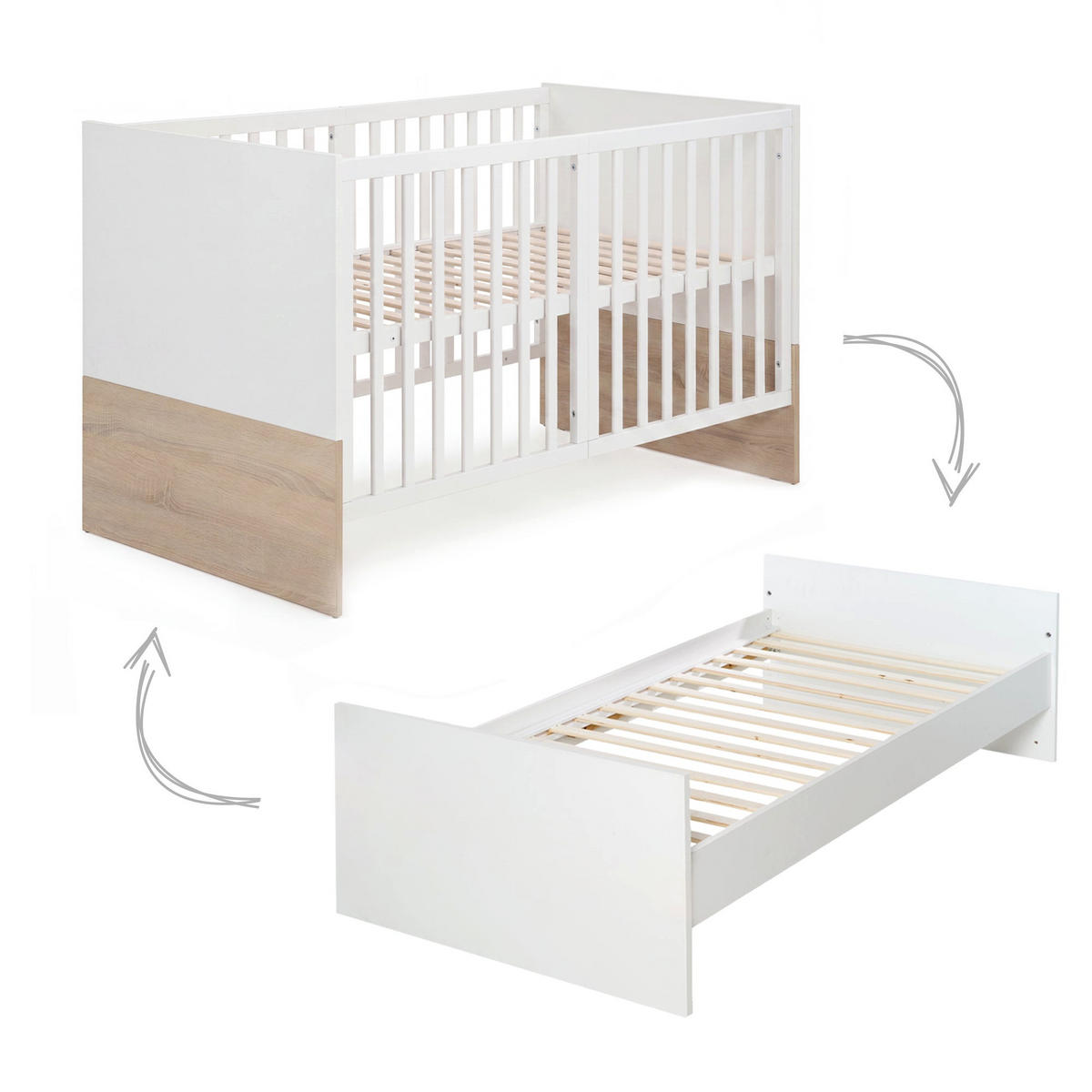 BABYBETT Gabriella 70 x 140 cm - Weiß, Holzwerkstoff (70/140cm) - Roba