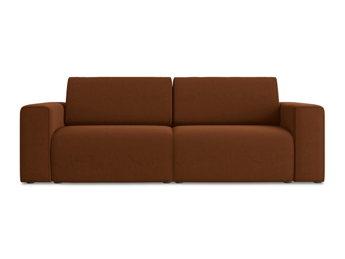 3-SITZER SOFA Samt Stoff Orange - Rot/Terra cotta, Kunststoff/Textil (224/80/103cm) - Makamii