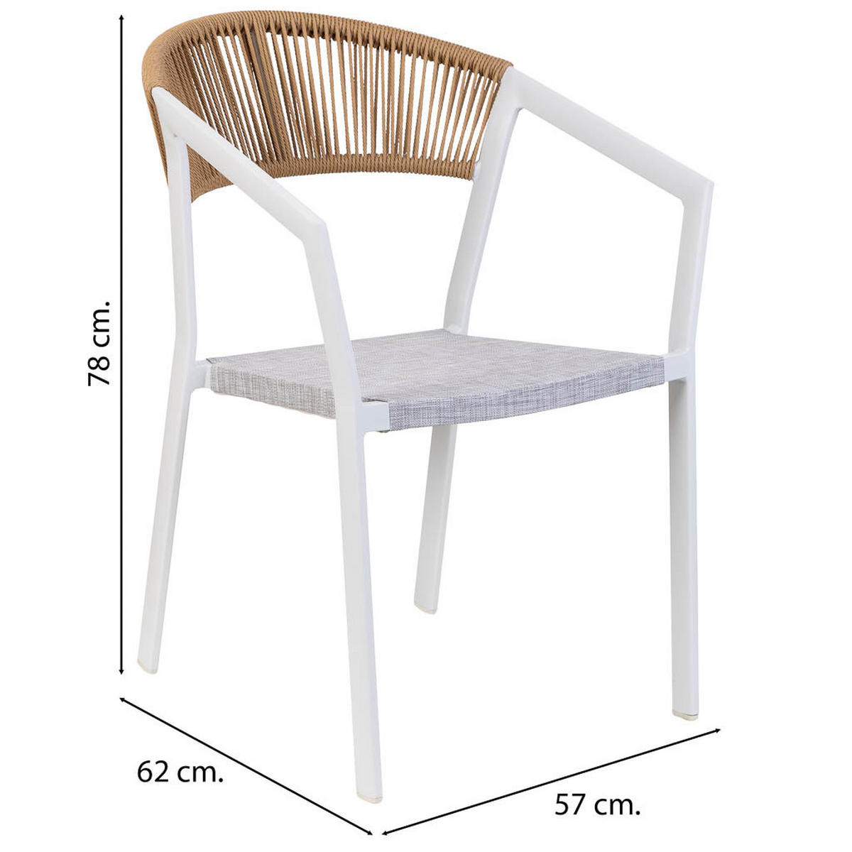 STUHL, weiß, 57x62x78cm - Weiß, Metall (57/78/62cm) - Wanderlust