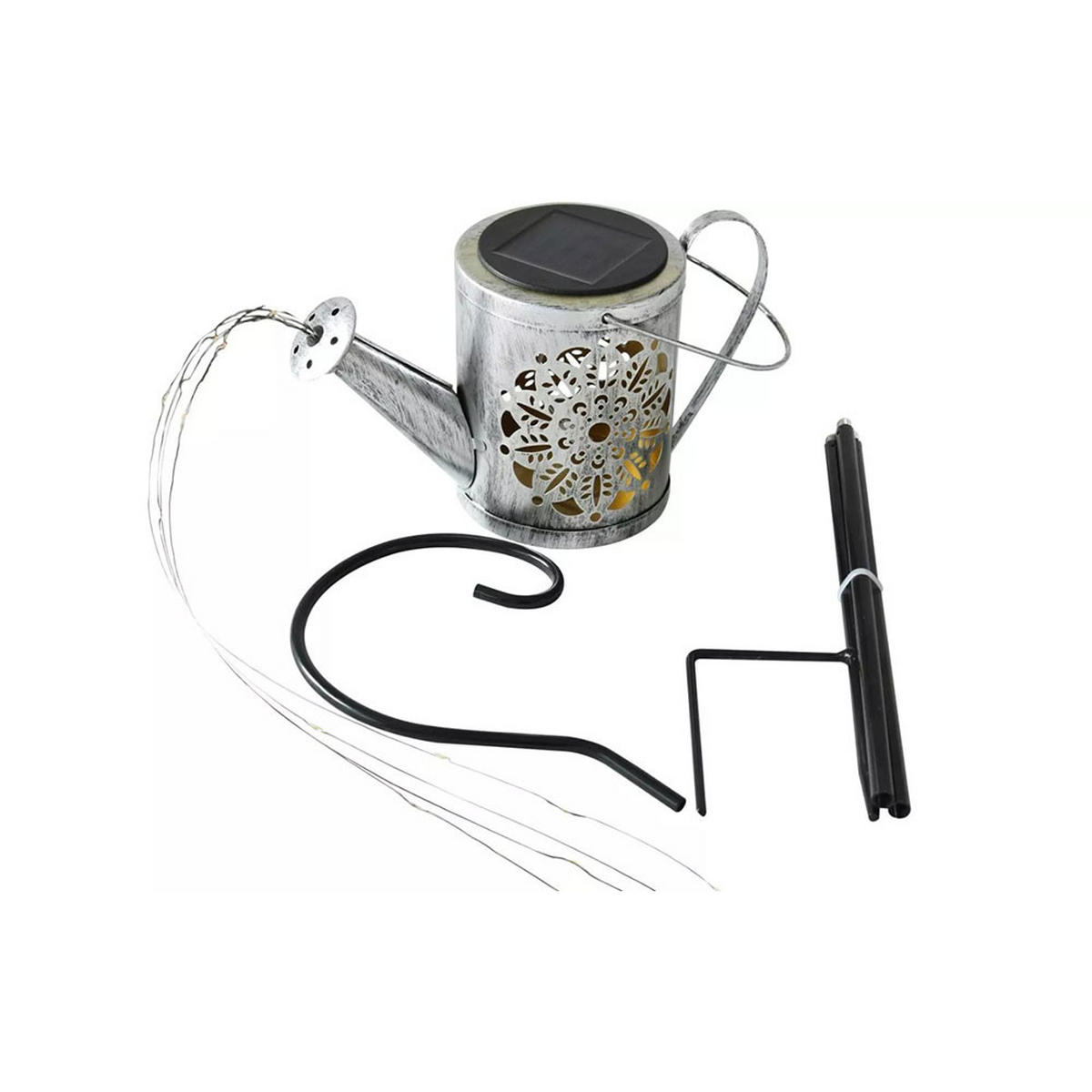 LED AUSSENLEUCHTE Solar Silbern 2er Set - Silberfarben, Metall (10/10/94cm)