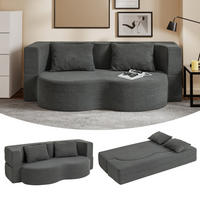 SOFA ausziehbar FST101-DG - Dunkelgrau/Ahornfarben, Fell/Textil (177/32/107cm) - SoBuy