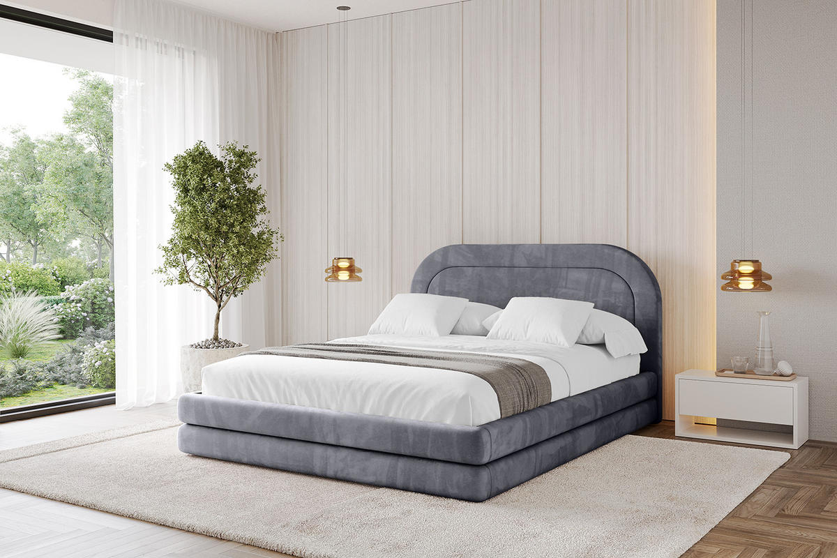 POLSTERBETT mit Bettkasten und Lattenrost, Boxbett ohne Matratze - LERIS 120x200 Dunkelgrau - Dunkelgrau, Holzwerkstoff/Textil (120/200cm) - ALTDECOR