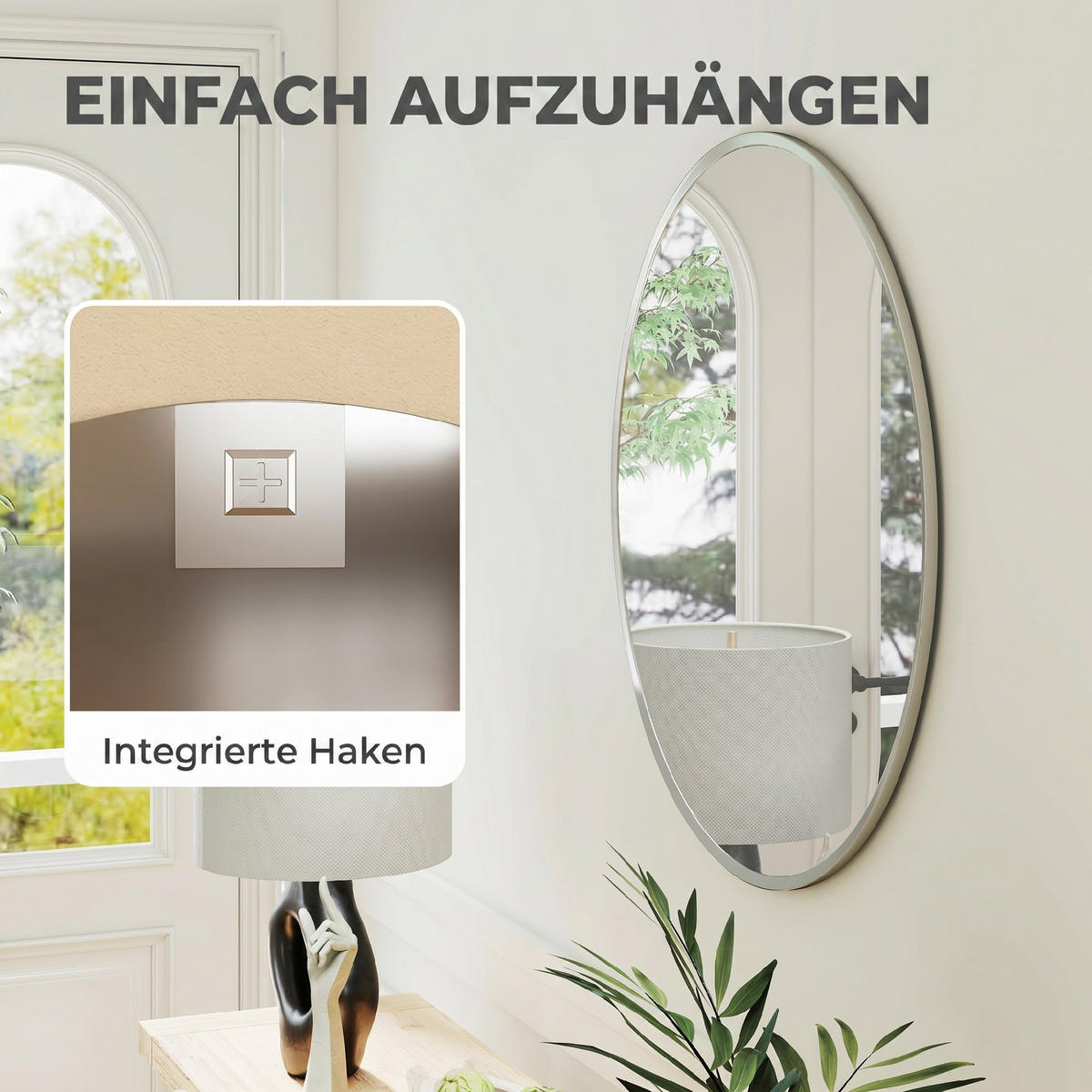 WANDSPIEGEL Aluminiumlegierung Glas Silber - Silberfarben, Metall (1/61/61cm) - HOMCOM