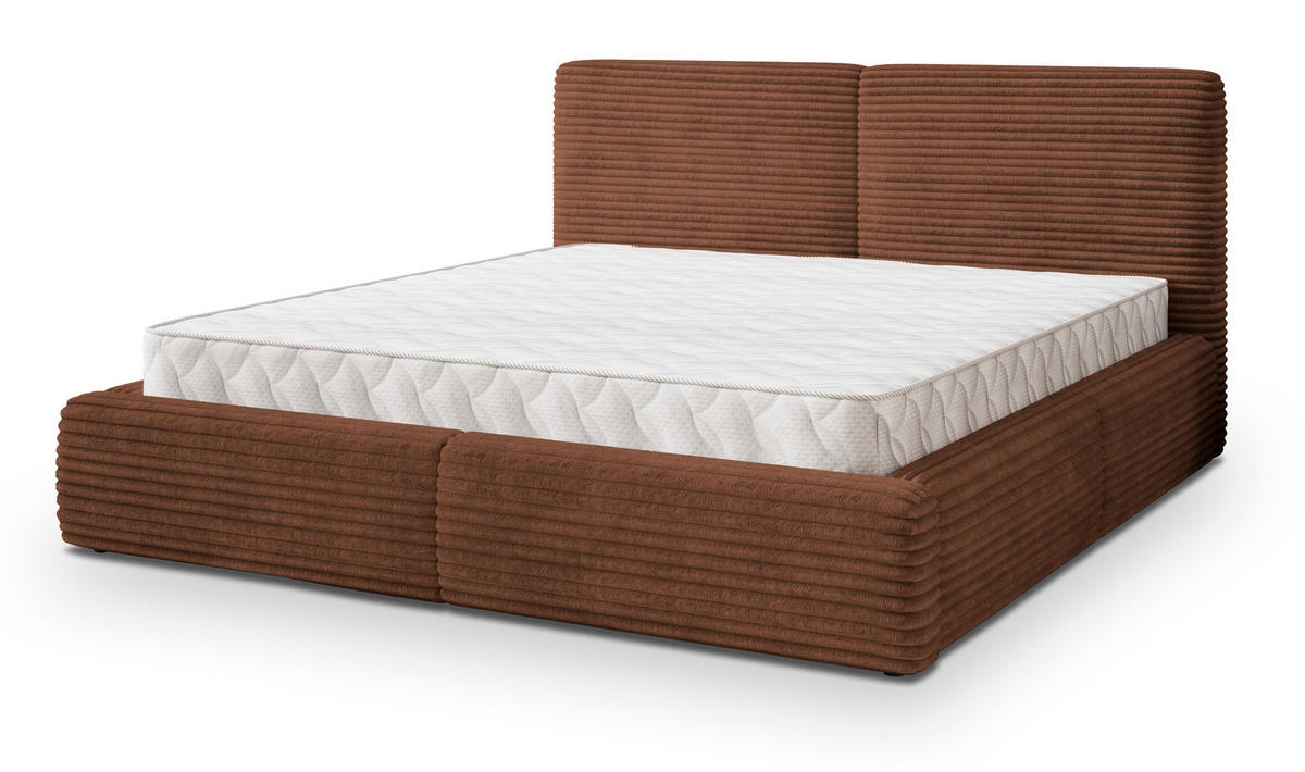 POLSTERBETT FELURO 180x200 cm mit Bettkästen - Braun - Braun, Holz (180/200cm) - MASSENO