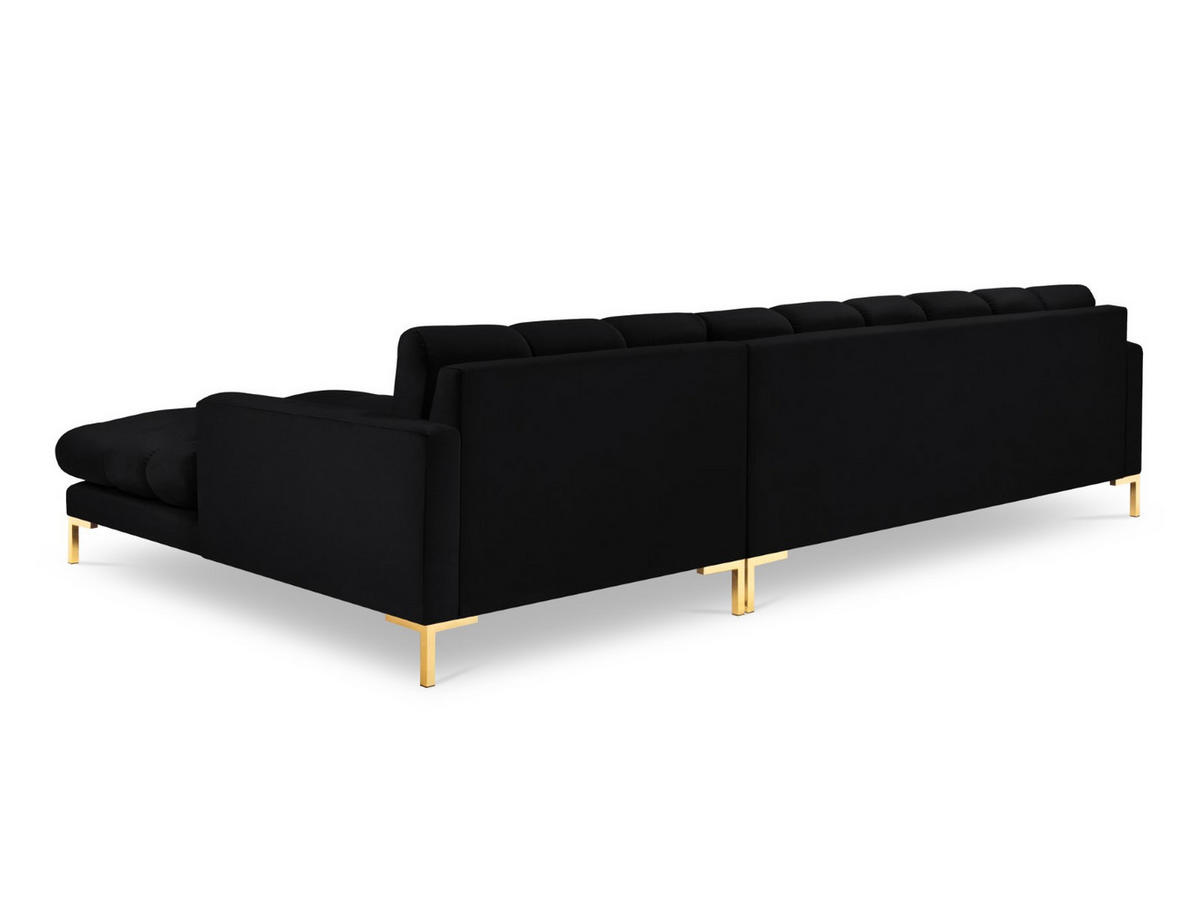 ECKSOFA rechts Mamaia aus Samt schwarz 5 Sitzplätze - Schwarz, Textil (185/293cm) - Micadoni