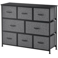 KOMMODE mit 8 Stoffschubladen 100 x 30 x 78,5 cm Dark Gray - Dunkelgrau, Kunststoff (30/78.5/100cm) - Meubliv