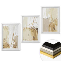 WANDBILDER 3er-Set - 40x60 cm Weißer Rahmen - Abstrakte Muster beige weiß - Weiß, Kunststoff (40/60cm) - ArtPrintCave