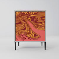 SIDEBOARD FLOATING THOUGHTS, Grau, 57,5x42x72,5 cm, Schwarze Metallfüße - Multicolor/Schwarz, Holzwerkstoff/Metall (57.5/72.5/42cm) - SpaceRebels