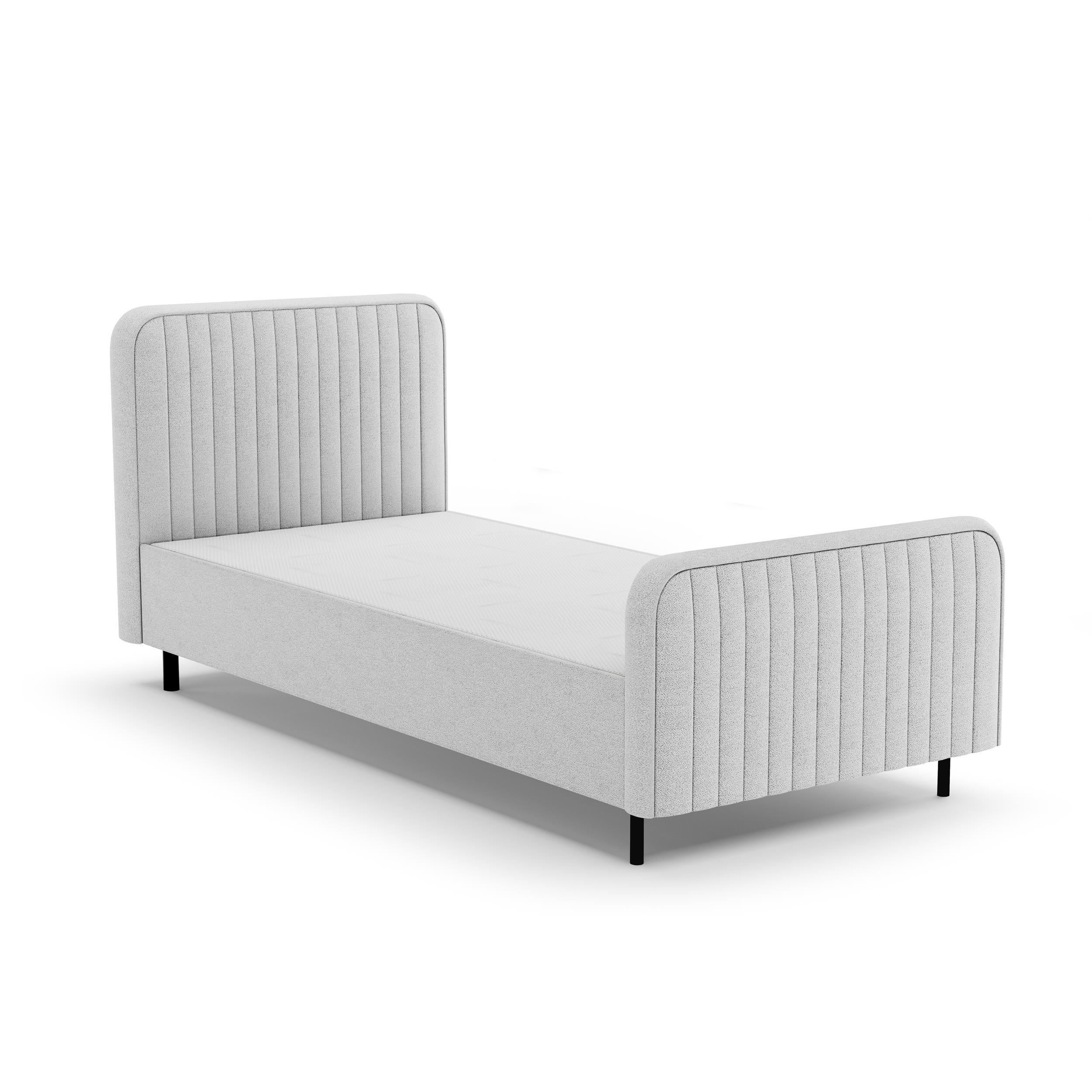 Beautysofa ČALOUNĚNÁ POSTEL Lami 90x200, jednolůžko s úložným prostorem, bez matrace, světle šedá