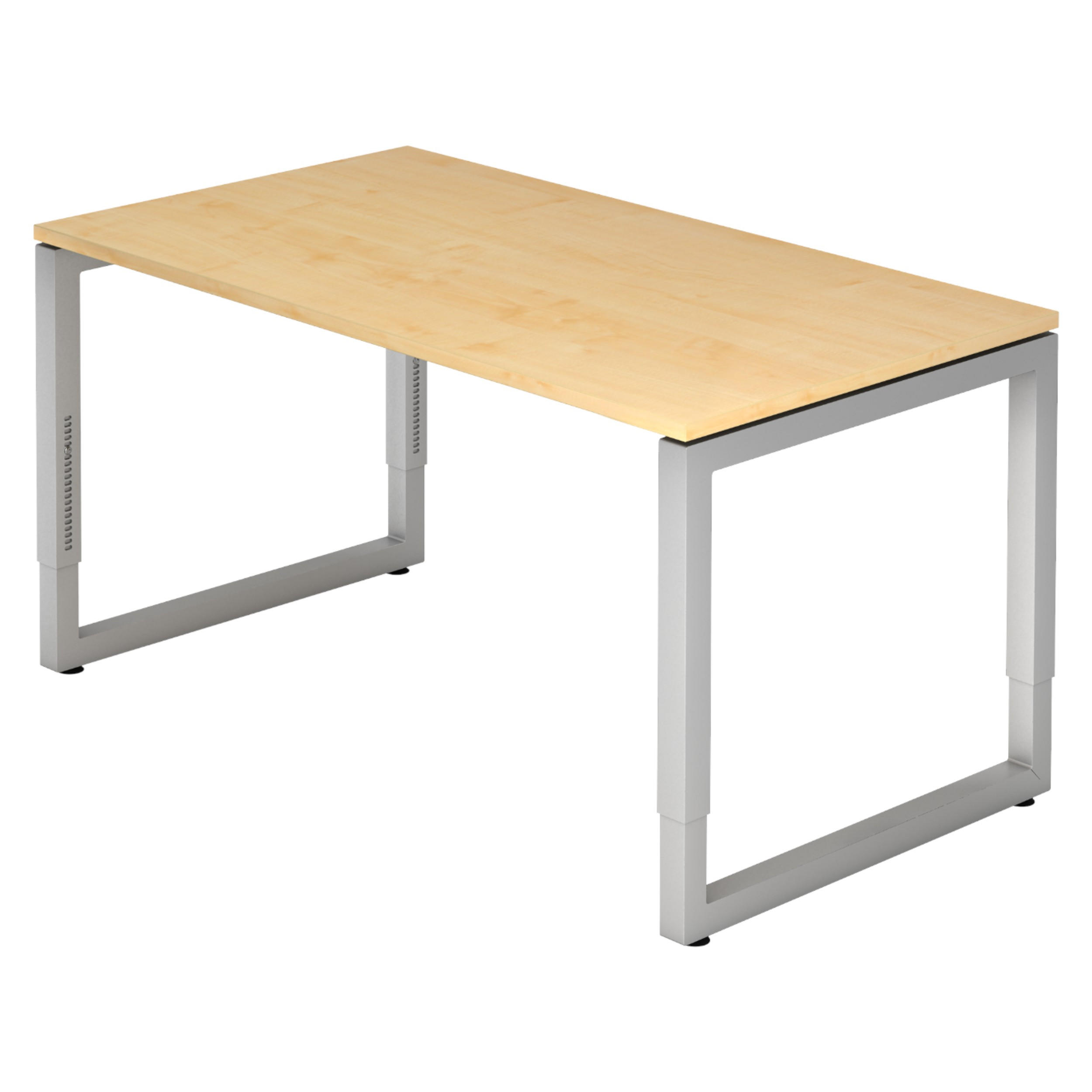 SCHREIBTISCH Serie-R 80/140/74 cm in Ahornfarben/Silberfarben - Silberfarben/Ahornfarben, Holzwerkstoff (80/140/74cm) - bümö
