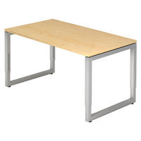 SCHREIBTISCH Serie-R 80/140/74 cm in Ahornfarben/Silberfarben - Silberfarben/Ahornfarben, Holzwerkstoff (80/140/74cm) - bümö