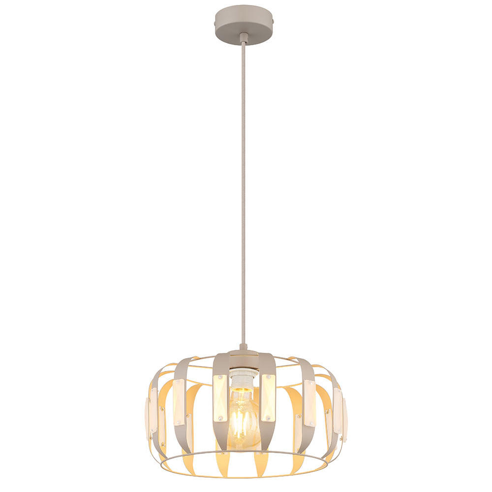 PENDELLEUCHTE ARLEN Metall weiß matt, 1x E27, höhenverstellbar - Weiß, Glas (35/35/120cm) - Globo Lighting