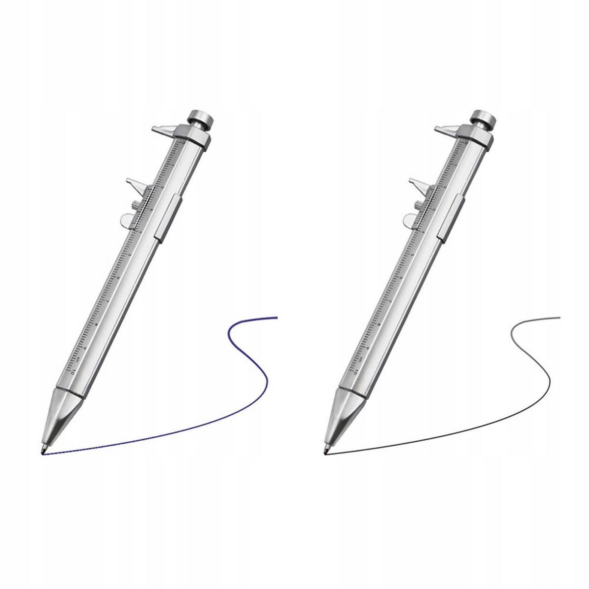 SCHIEBLEHRE 2-in-1, Stift mit Messskala, 0-100 mm, ±0,02 mm, 150 mm, Ersatzmine - Multicolor, Kunststoff/Metall (10/10/10cm)