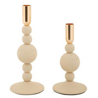 KERZENHALTER und Aster - Beige, Metall (10/25.5/10cm) - Mauro Ferretti