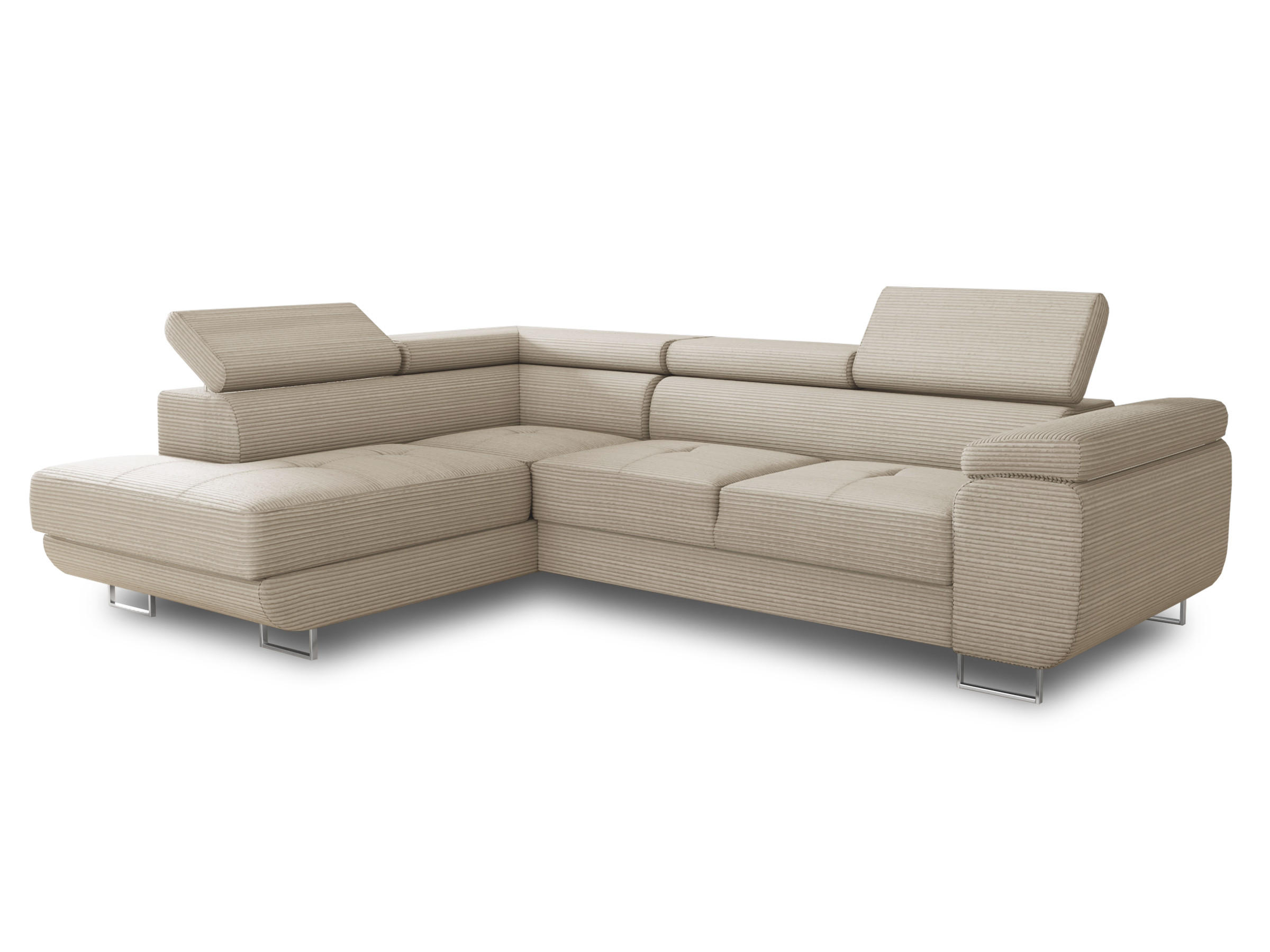 ECKSOFA Caris Cord, Seite: Links - Beige, Holz/Textil (273/203cm) - Sofnet