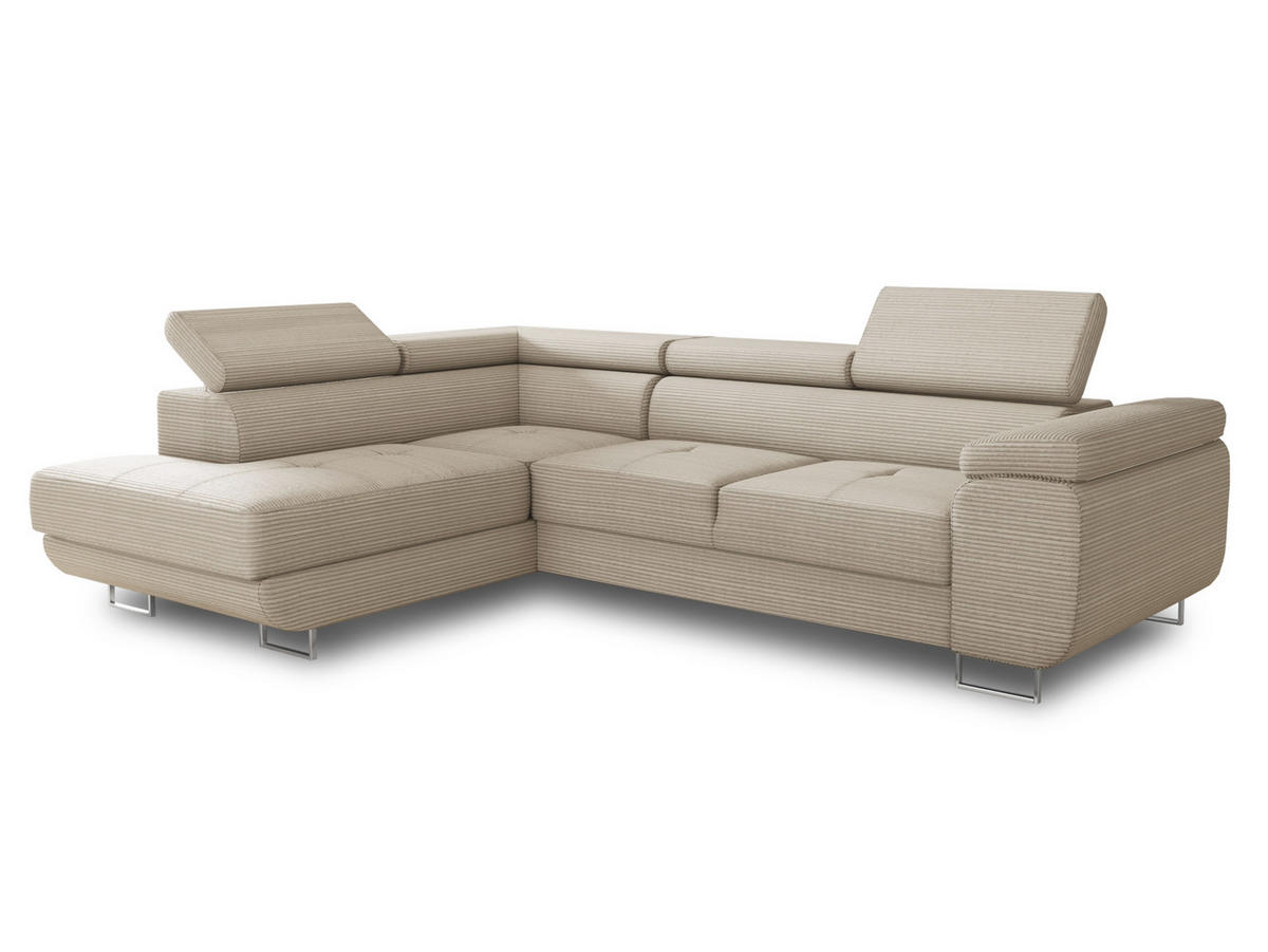 ECKSOFA Caris Cord, Seite: Links - Beige, Holz/Textil (273/203cm) - Sofnet