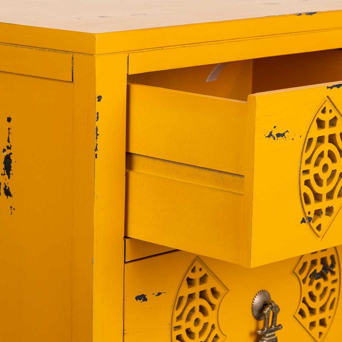 NACHTTISCH aus Holz, gelb, 45x36x70cm - Gelb, Holz (45/70/36cm) - Wanderlust