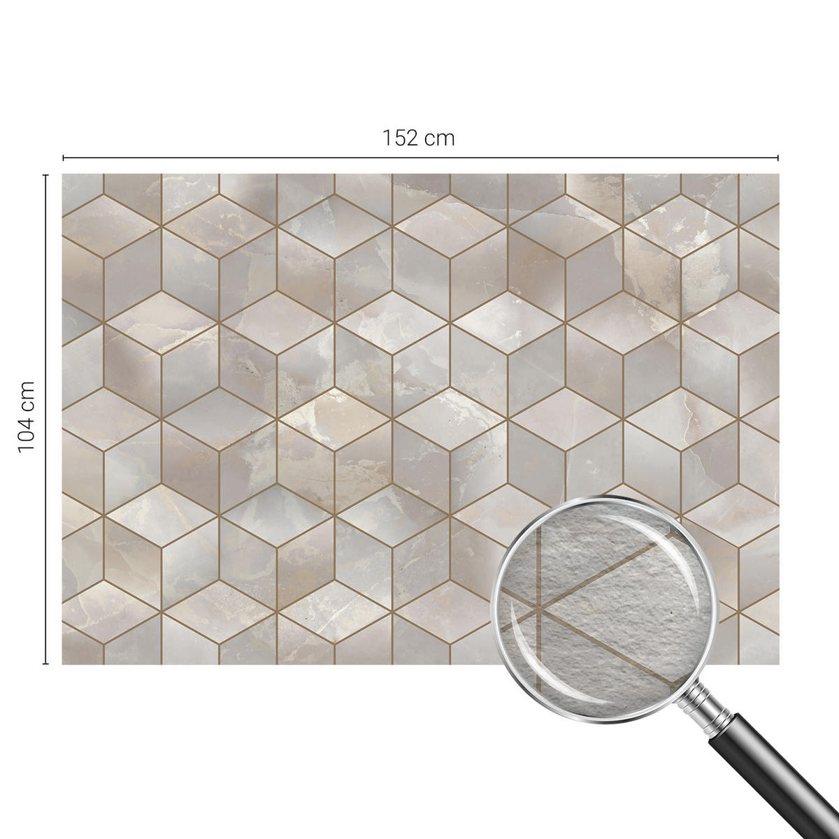FOTOTAPETE 152x104 cm - Geometrisches Mosaik - Grau, Textil (152/104cm) - Wallfluent